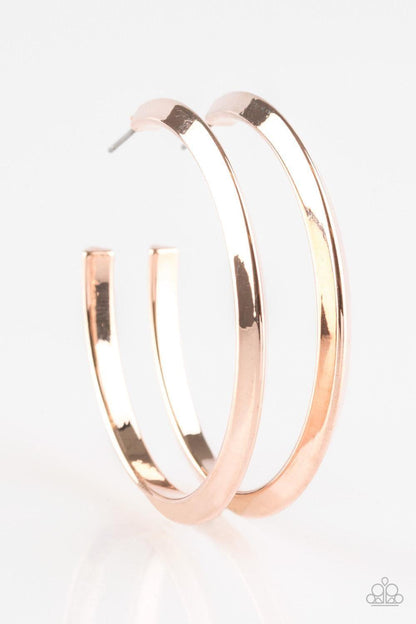 Paparazzi Accessories - Some Like It Haute - Rose Gold Hoop Earrings - Bling by JessieK