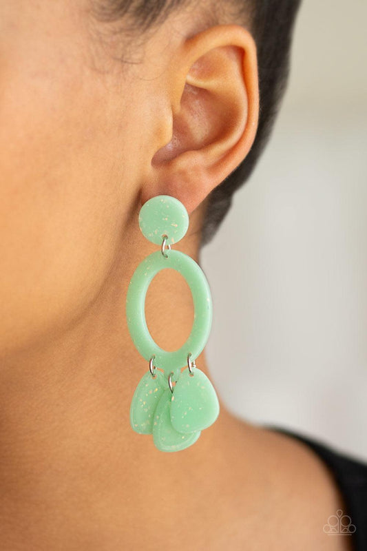 Paparazzi Accessories - Sparkling Shores - Green Earrings - Bling by JessieK