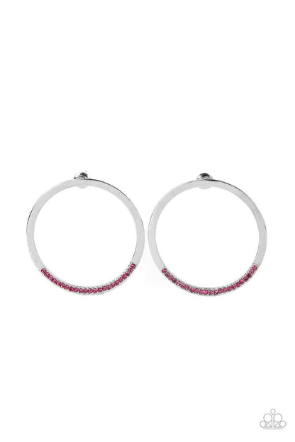 Paparazzi Accessories - Spot On Opulence - Pink Hoop Earrings - Bling by JessieK