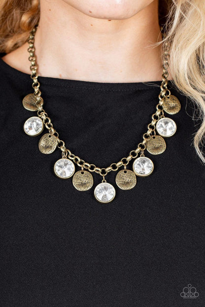 Paparazzi Accessories - Spot On Sparkle - Brass Necklace - Bling by JessieK