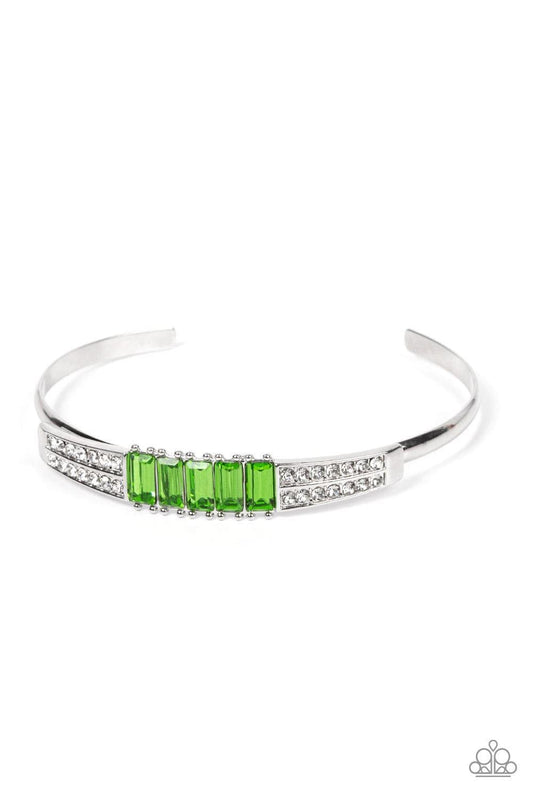 Paparazzi Accessories - Spritzy Sparkle - Green Bracelet - Bling by JessieK