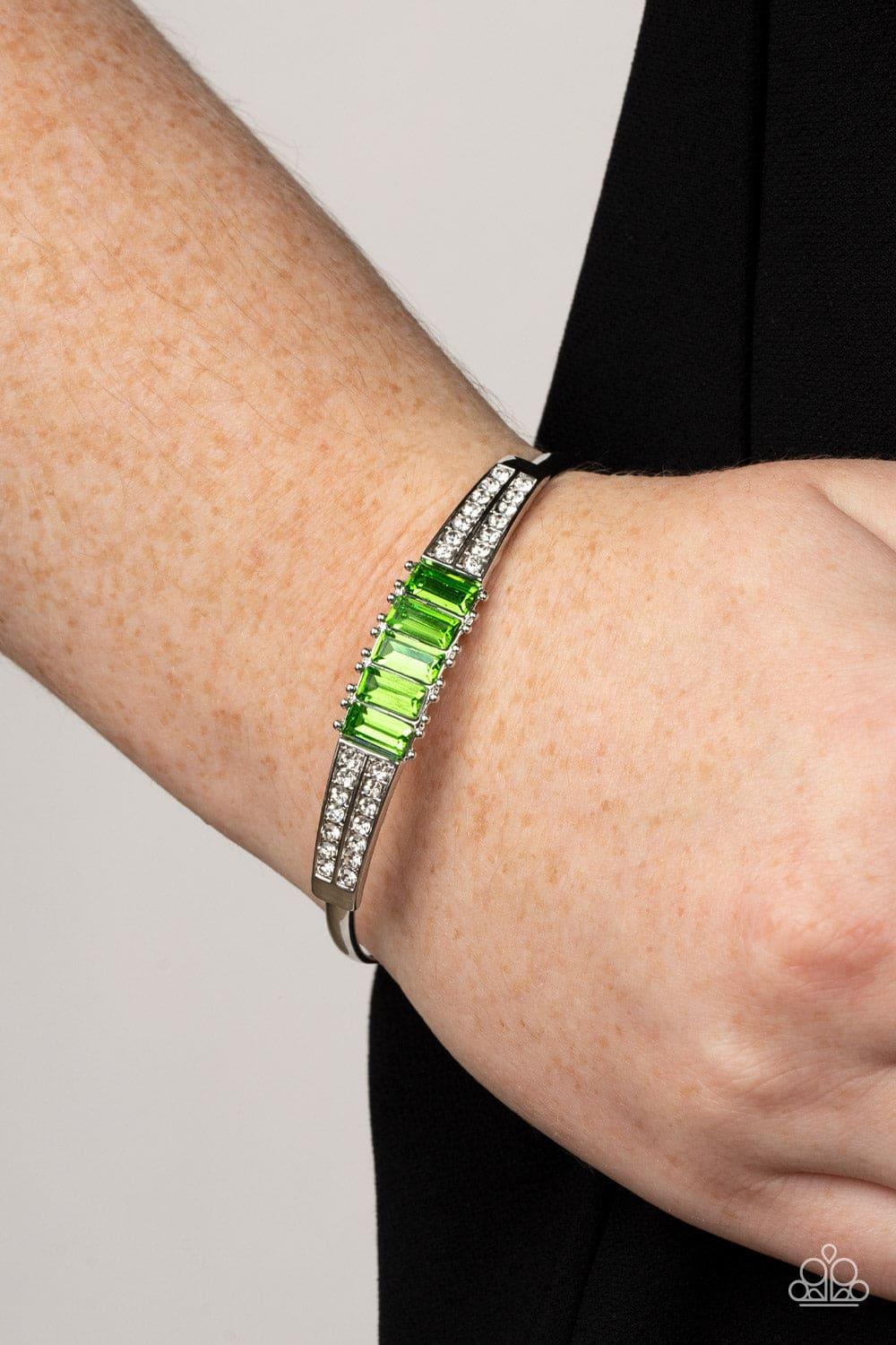 Paparazzi Accessories - Spritzy Sparkle - Green Bracelet - Bling by JessieK