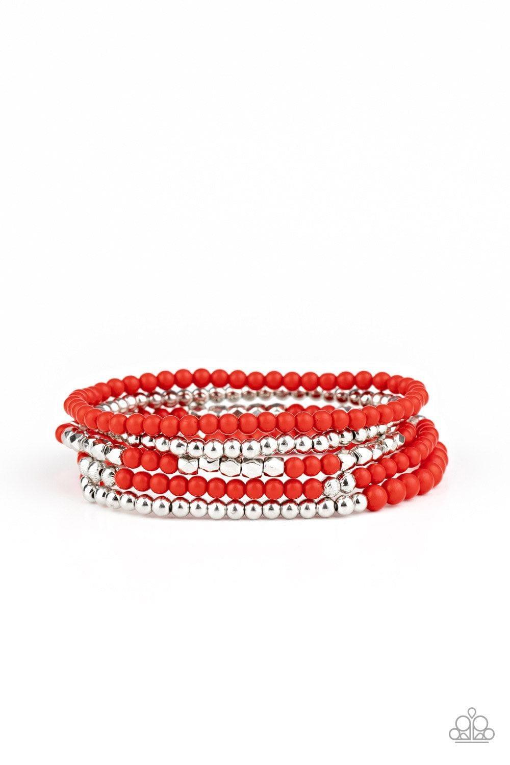 Paparazzi Accessories - Stacked Showcase - Red Bracelet - Bling by JessieK