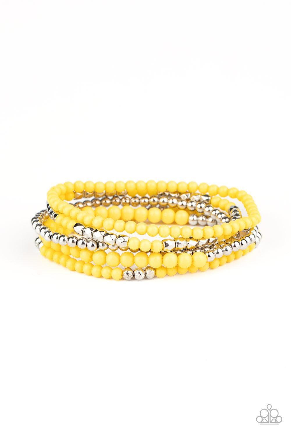 Paparazzi Accessories - Stacked Showcase - Yellow Bracelets - Bling by JessieK
