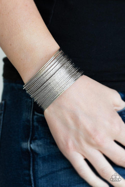 Paparazzi Accessories - Stacked To The Max - Silver Bracelet - Bling by JessieK