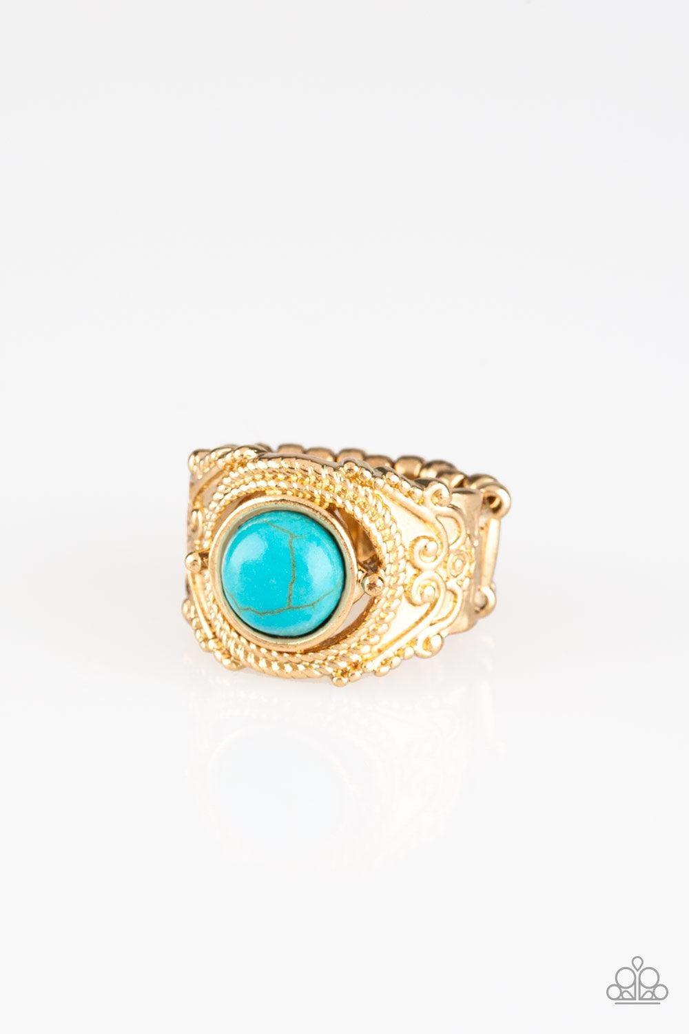 Paparazzi Accessories - Stand Your Ground - Gold Turquoise Ring - Bling by JessieK