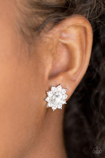 Paparazzi Accessories - Starry Nights - White Post Earrings - Bling by JessieK