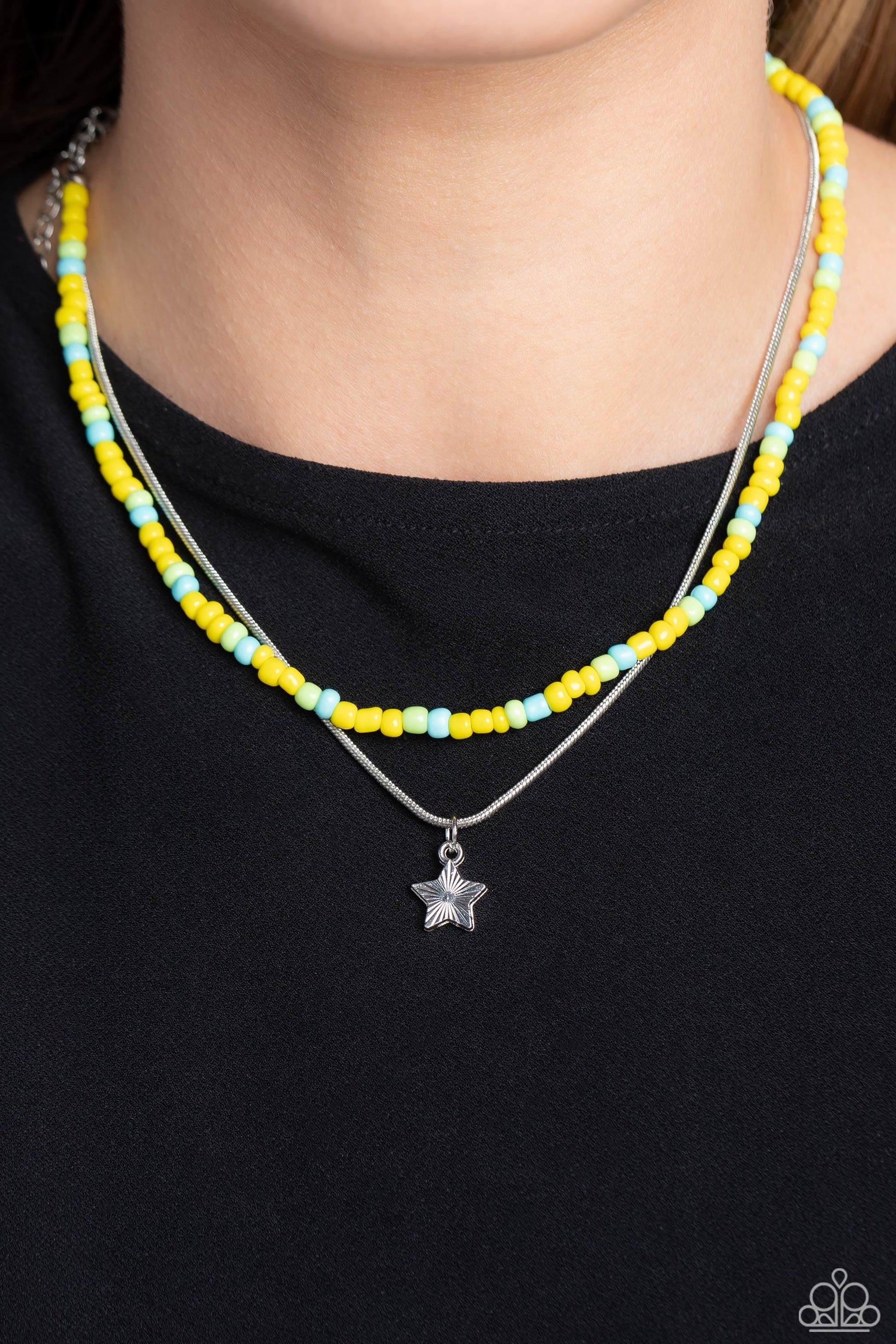 Paparazzi Accessories - Starry Serendipity - Yellow Necklace - Bling by JessieK