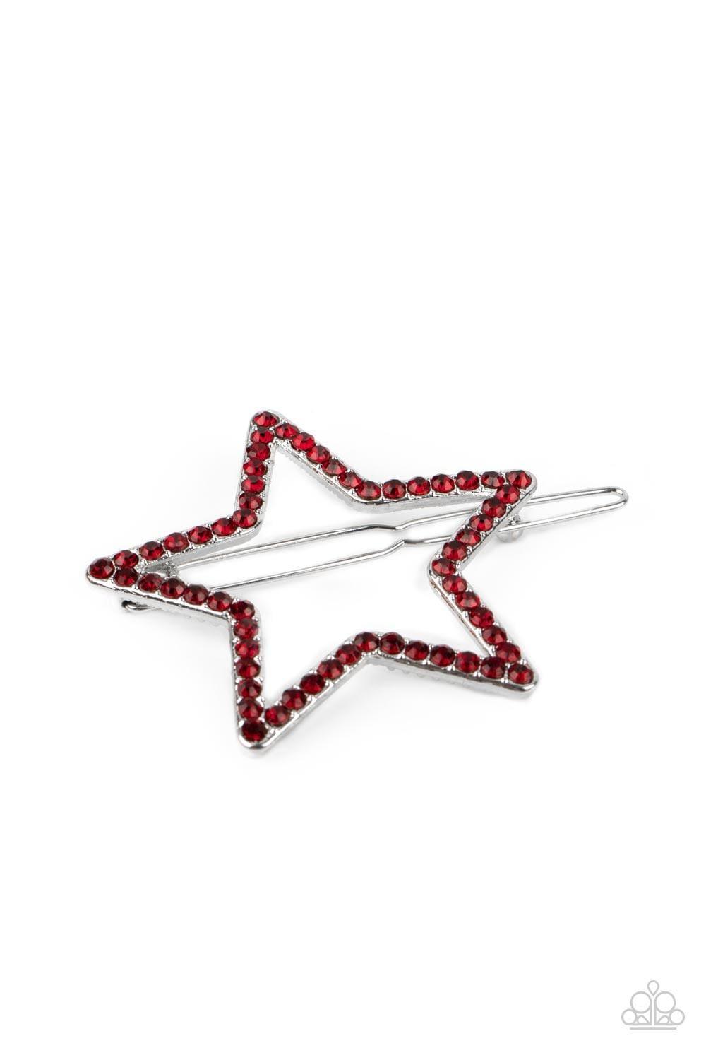 Paparazzi Accessories - Stellar Standout - Red Hair Clip - Bling by JessieK