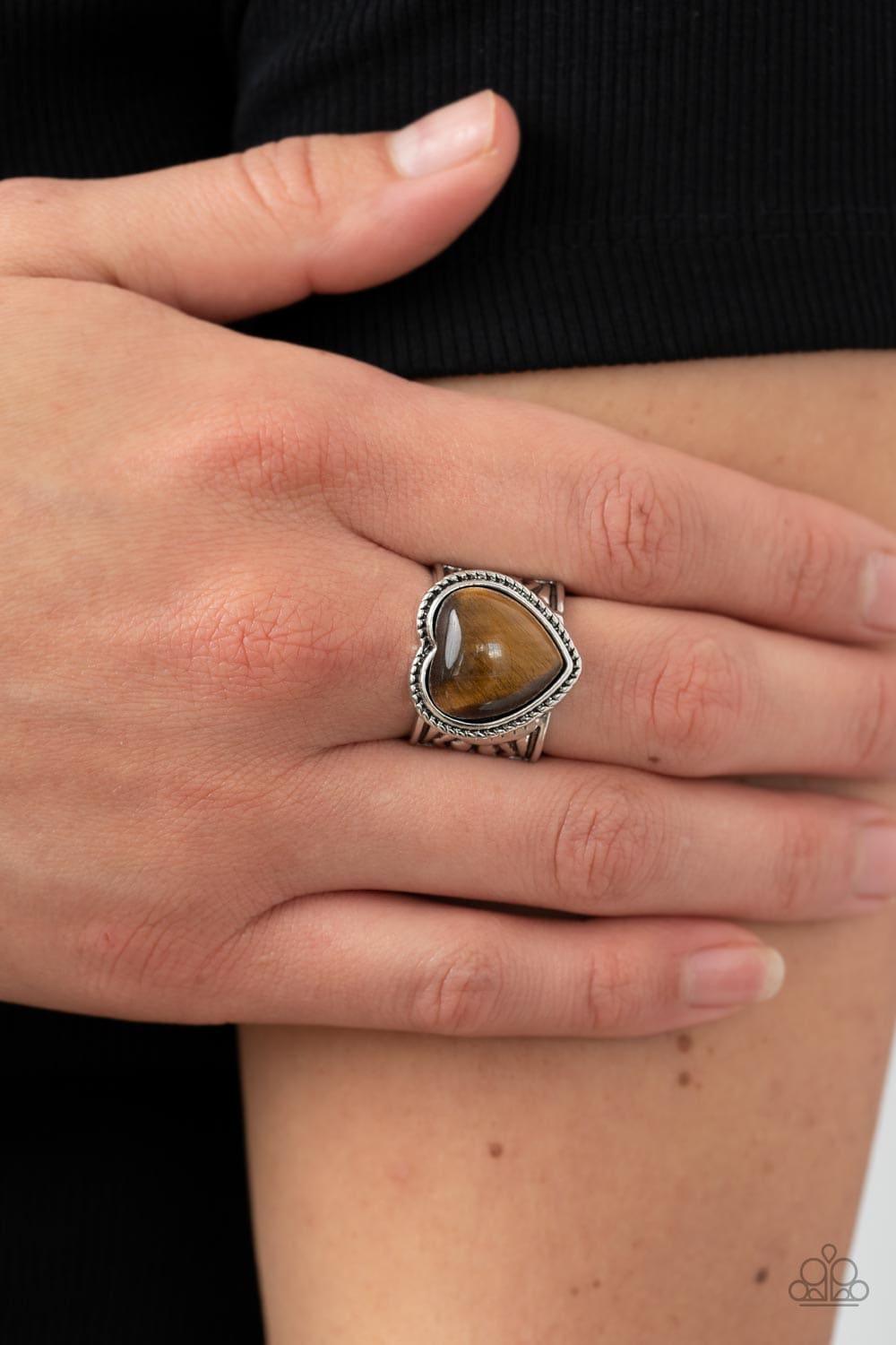 Paparazzi Accessories - Stone Age Admirer - Brown Ring - Bling by JessieK