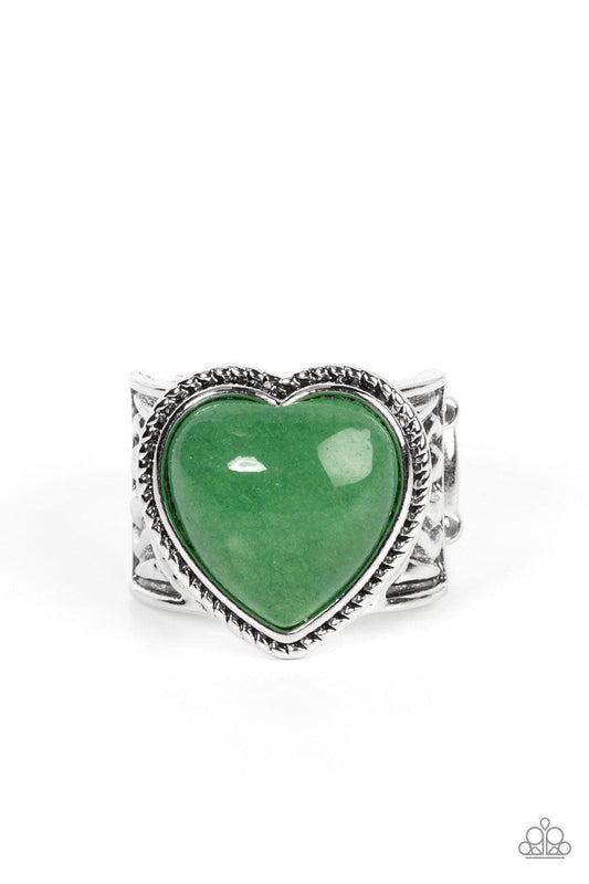 Paparazzi Accessories - Stone Age Admirer - Green Ring - Bling by JessieK