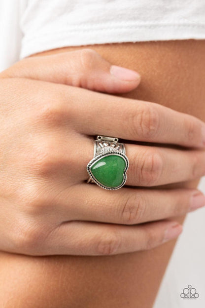 Paparazzi Accessories - Stone Age Admirer - Green Ring - Bling by JessieK