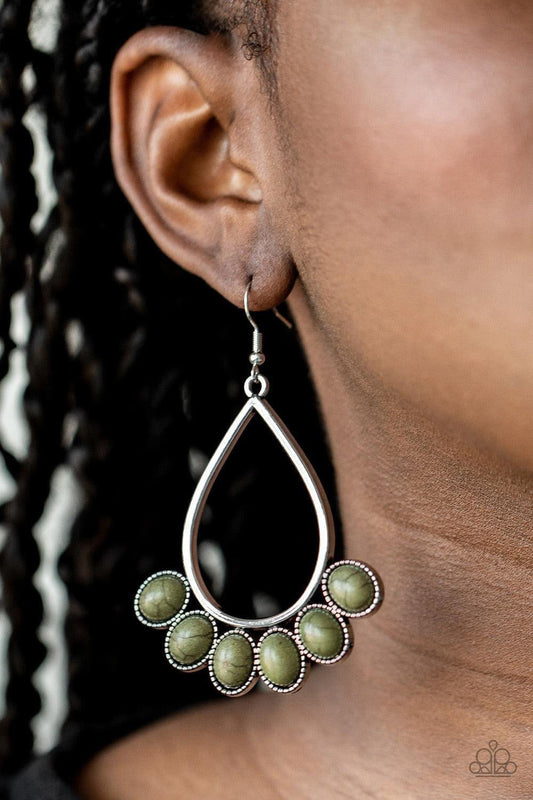 Paparazzi Accessories - Stone Sky - Green Earrings - Bling by JessieK