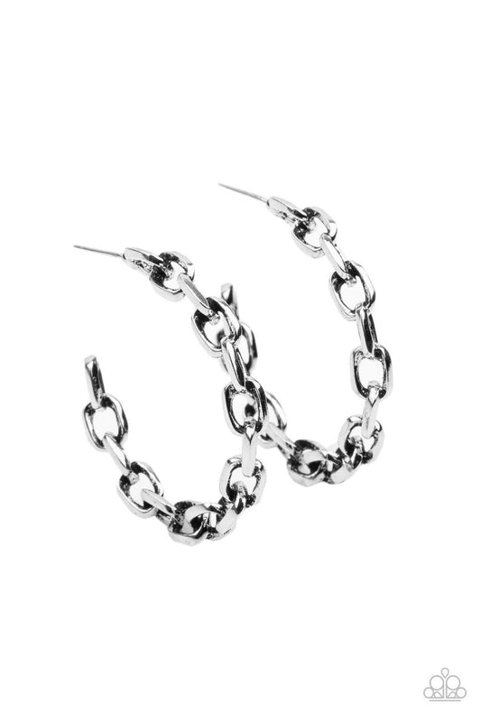 Paparazzi Accessories - Stronger Together - Silver Hoop Earrings - Bling by JessieK