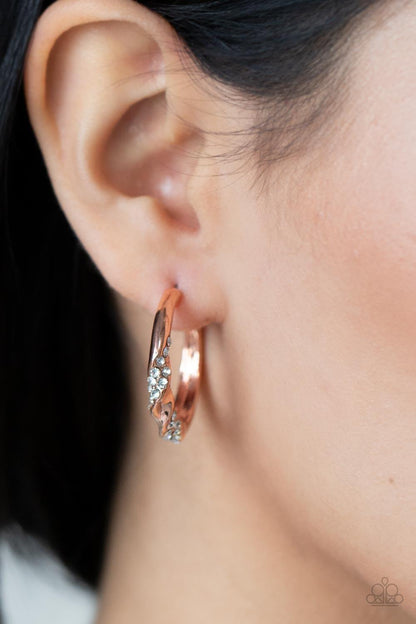 Paparazzi Accessories - Subliminal Shimmer - Copper Dainty Hoop Earrings - Bling by JessieK