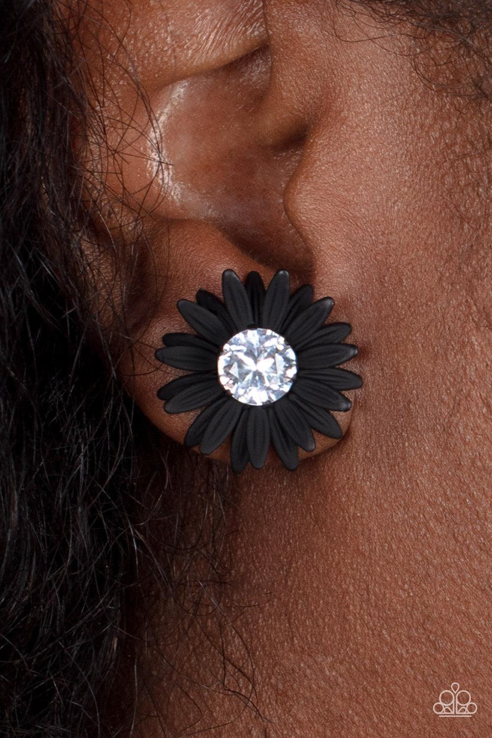 Paparazzi Accessories - Sunshiny Dais-y - Black Earrings - Bling by JessieK