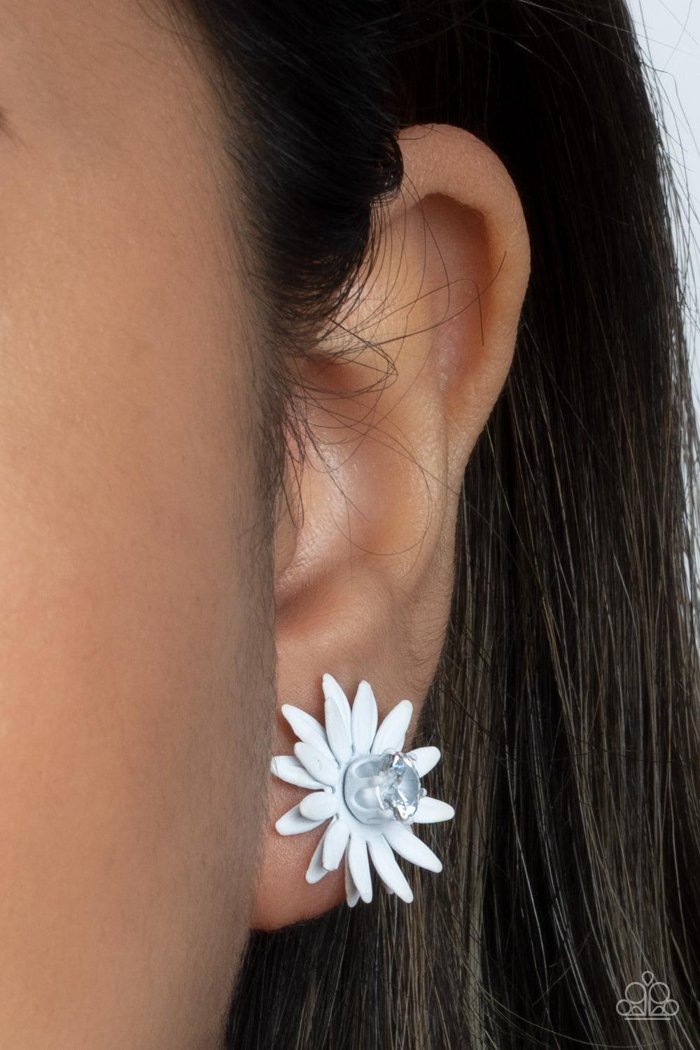 Paparazzi Accessories - Sunshiny Dais-y - White Stud Earrings - Bling by JessieK