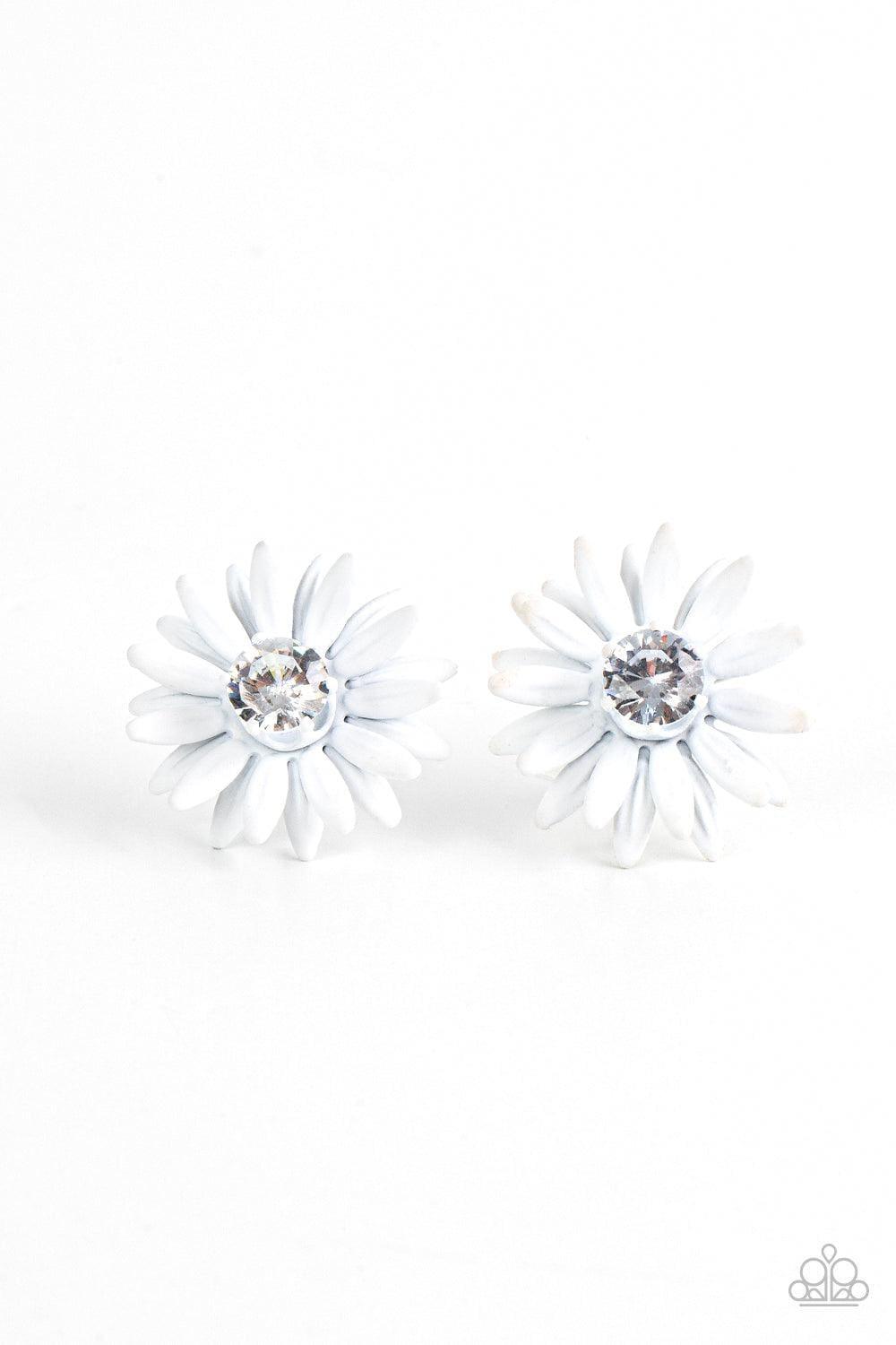 Paparazzi Accessories - Sunshiny Dais-y - White Stud Earrings - Bling by JessieK