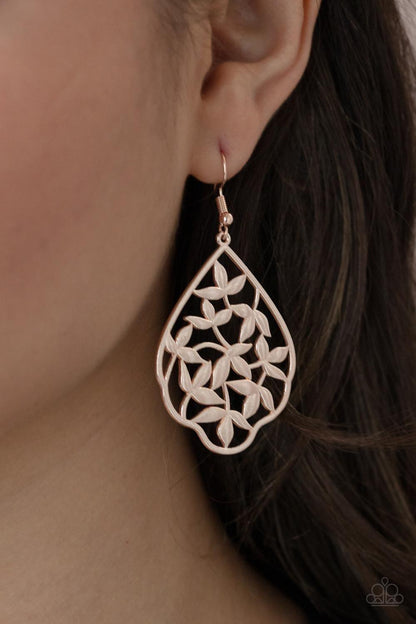 Paparazzi Accessories - Taj Mahal Gardens - Rose Gold Earrings - Bling by JessieK