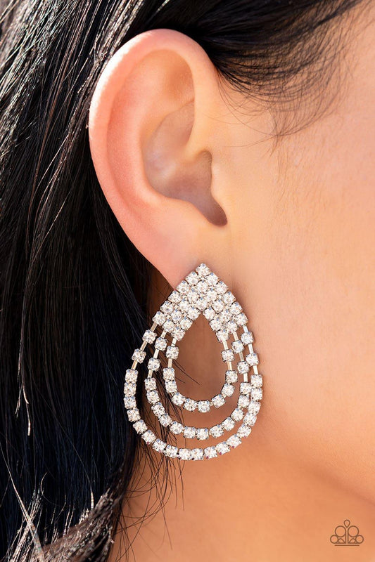 Paparazzi Accessories - Take a Power Stance - White Earrings - Bling by JessieK