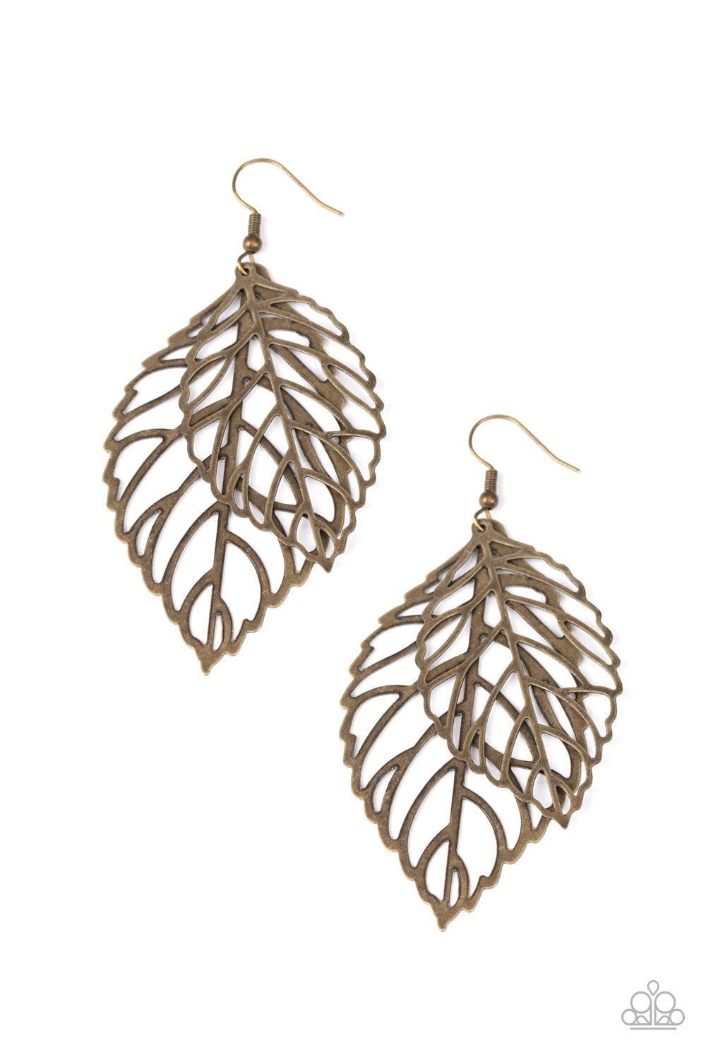 Paparazzi Accessories - Take It Or Leaf It - Brass Earrings - Bling by JessieK