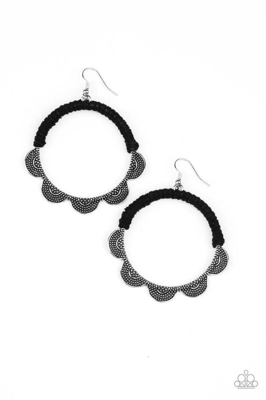 Paparazzi Accessories - Tambourine Trend - Black Earrings - Bling by JessieK