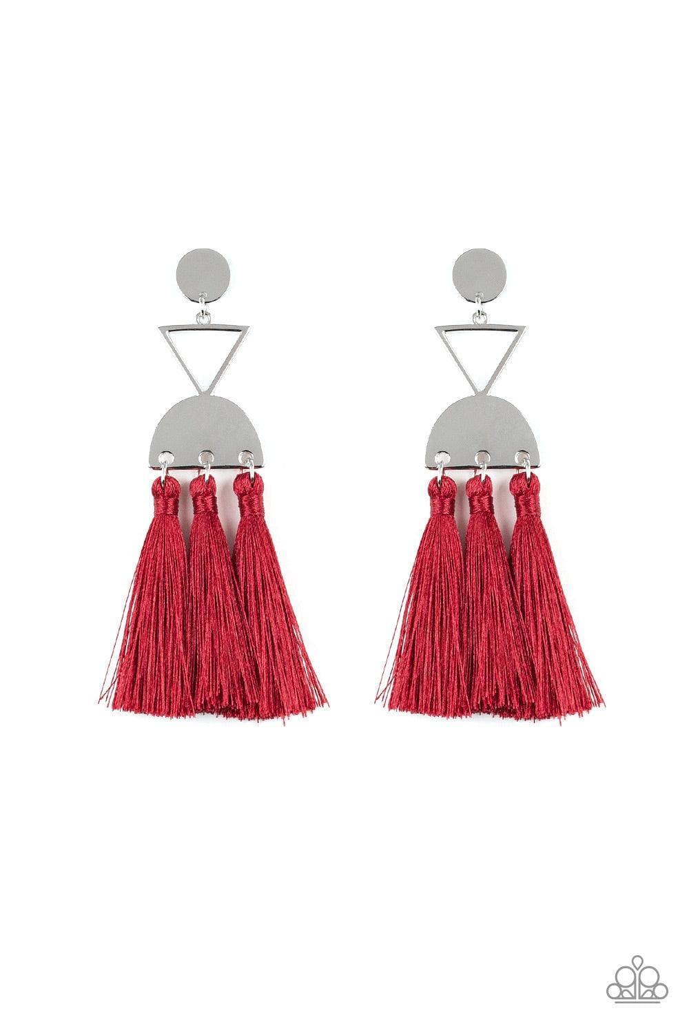 Paparazzi Accessories - Tassel Trippin - Red Earrings - Bling by JessieK