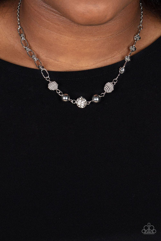 Paparazzi Accessories - Taunting Twinkle - White Dainty Necklace - Bling by JessieK