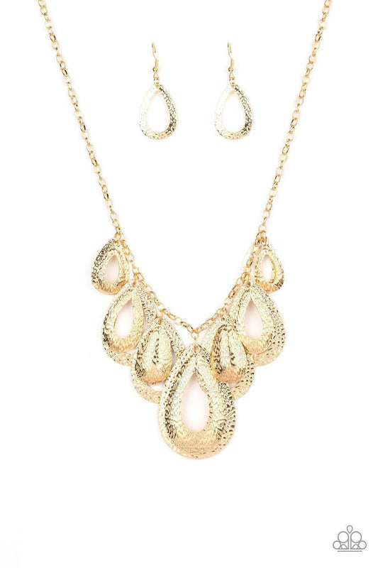 Paparazzi Accessories - Teardrop Tempest - Gold Necklace - Bling by JessieK