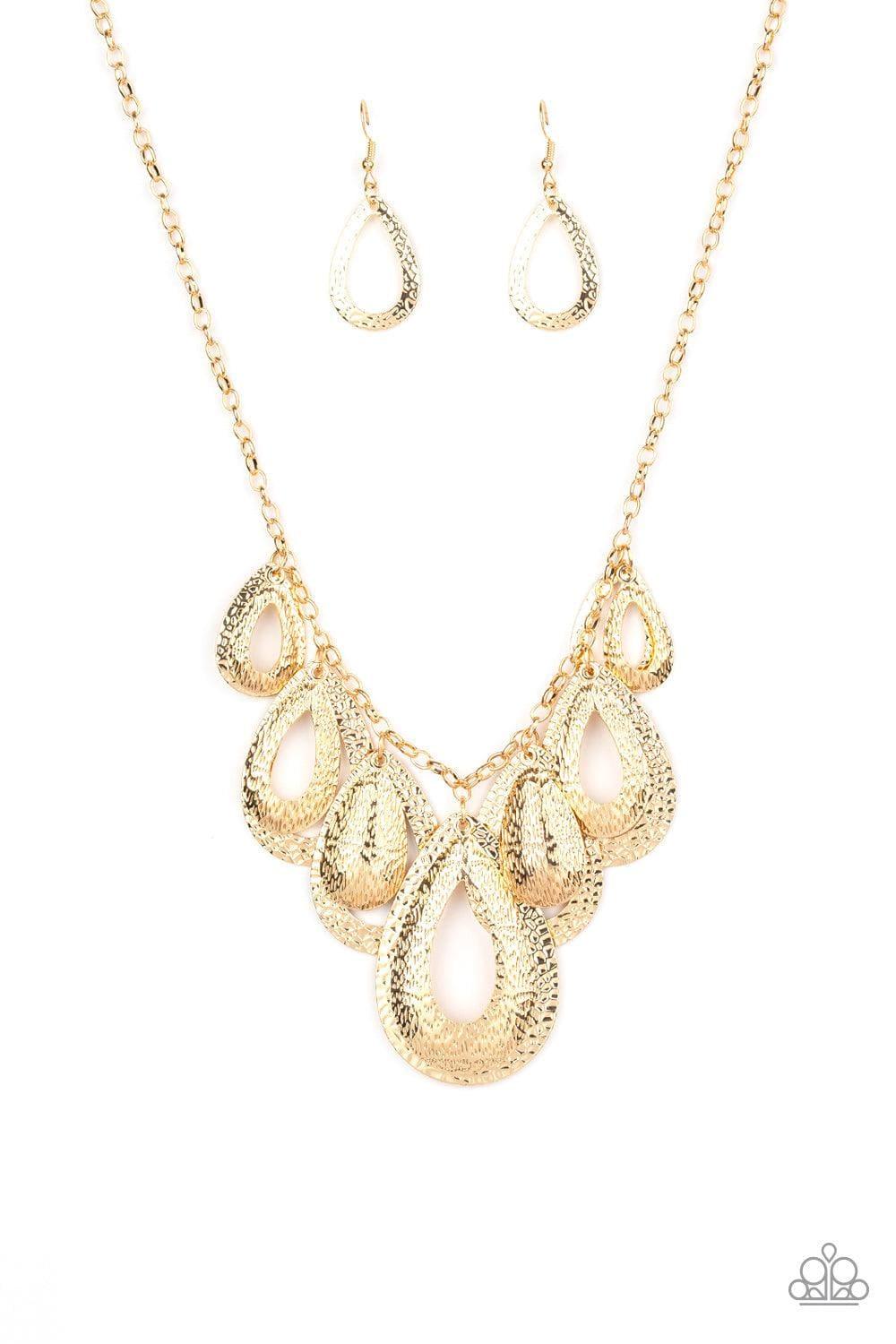 Paparazzi Accessories - Teardrop Tempest - Gold Necklace - Bling by JessieK