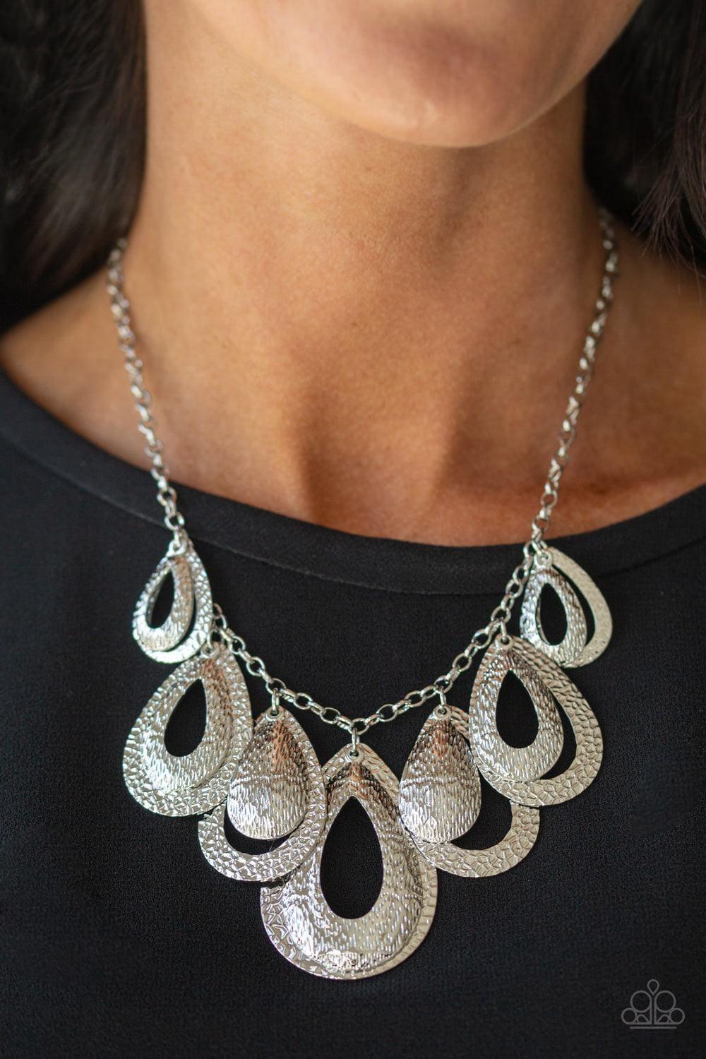 Paparazzi Accessories - Teardrop Tempest - Silver Necklace - Bling by JessieK