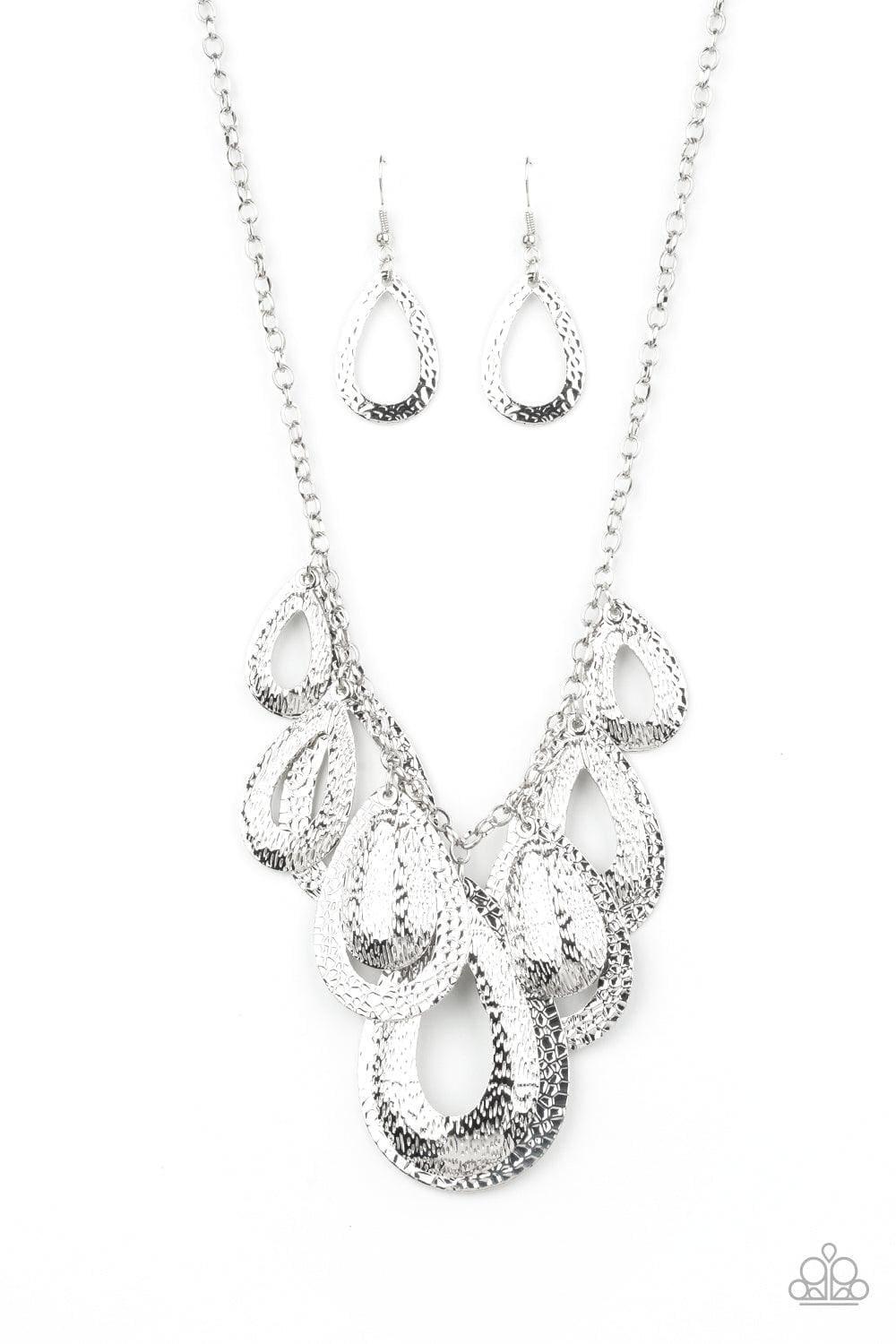 Paparazzi Accessories - Teardrop Tempest - Silver Necklace - Bling by JessieK