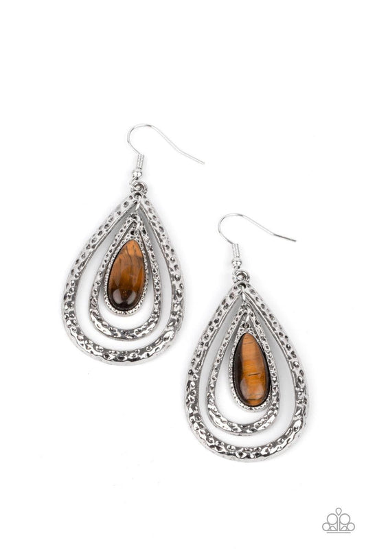 Paparazzi Accessories - Teardrop Torrent - Brown Earrings - Bling by JessieK