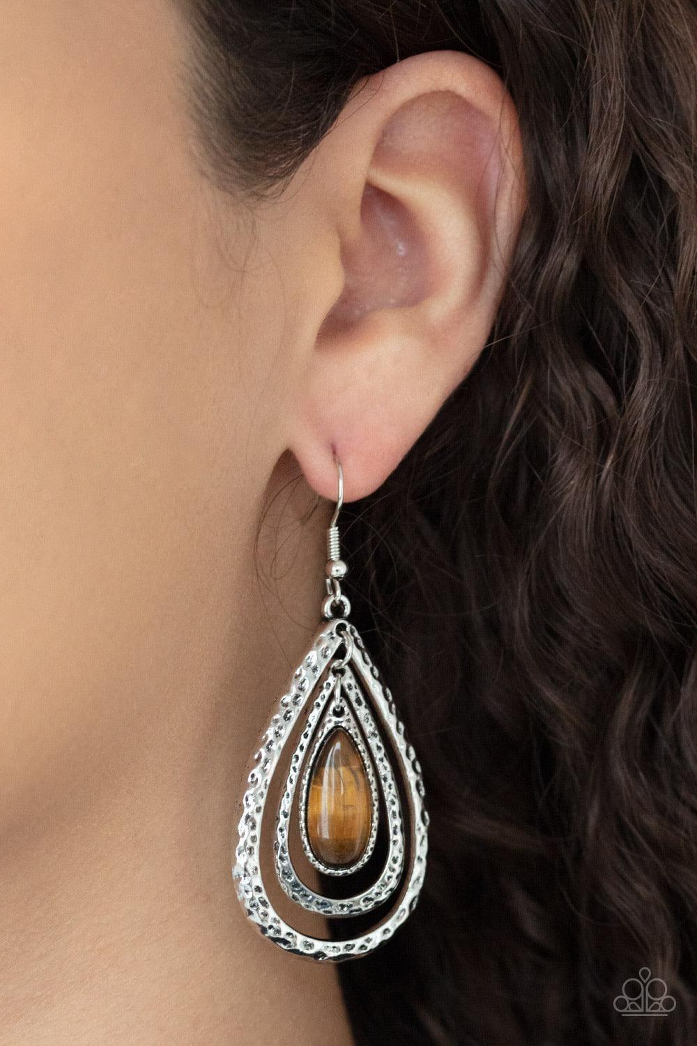 Paparazzi Accessories - Teardrop Torrent - Brown Earrings - Bling by JessieK