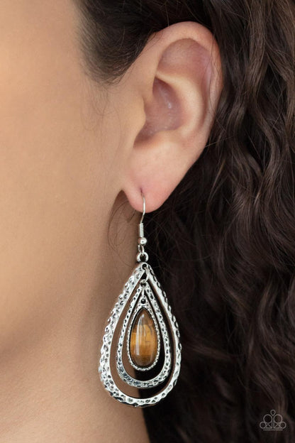 Paparazzi Accessories - Teardrop Torrent - Brown Earrings - Bling by JessieK