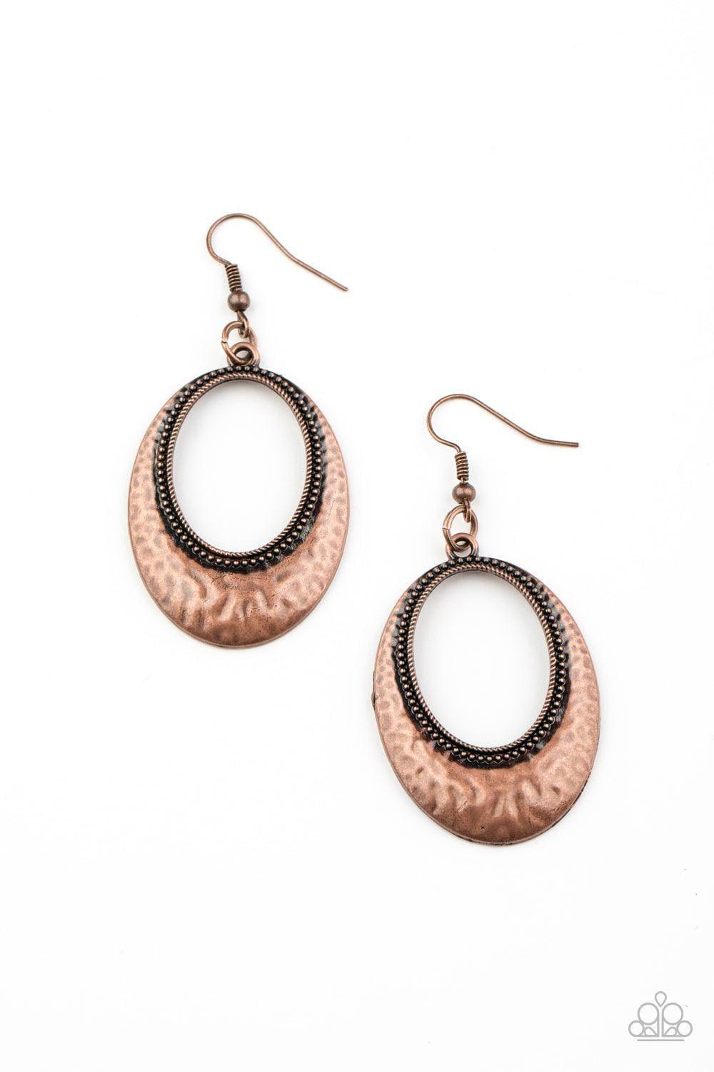 Paparazzi Accessories - Tempest Texture - Copper Earrings - Bling by JessieK