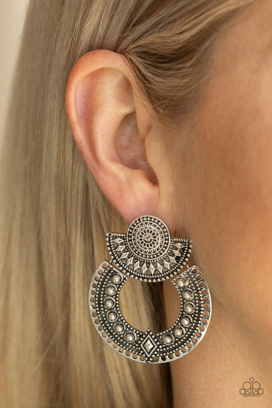 Paparazzi Accessories - Texture Takeover - Silver Earrings - Bling by JessieK