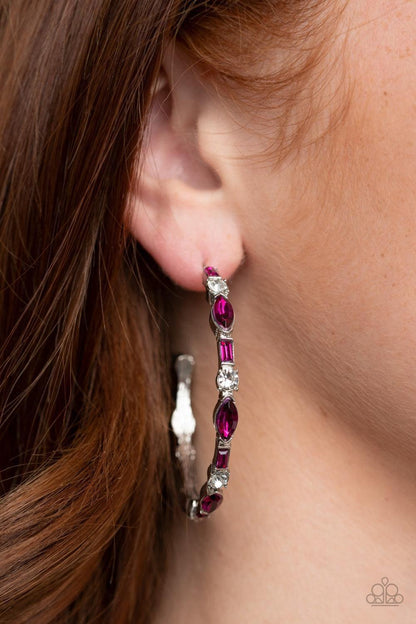 Paparazzi Accessories - There Goes The Neighborhood - Pink Hoop Earrings - Bling by JessieK