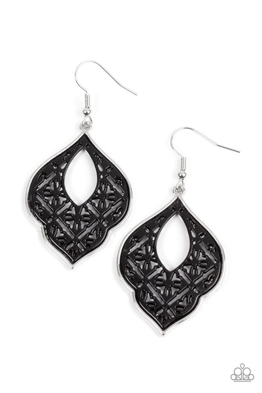 Paparazzi Accessories - Thessaly Terrace - Black Earrings - Bling by JessieK