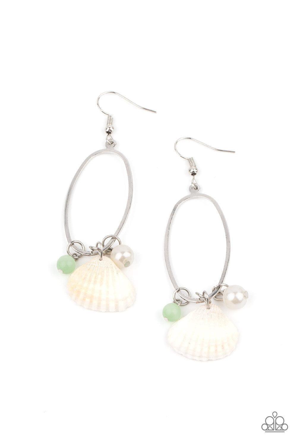 Paparazzi Accessories - This Too Shell Pass - Green Earrings - Bling by JessieK