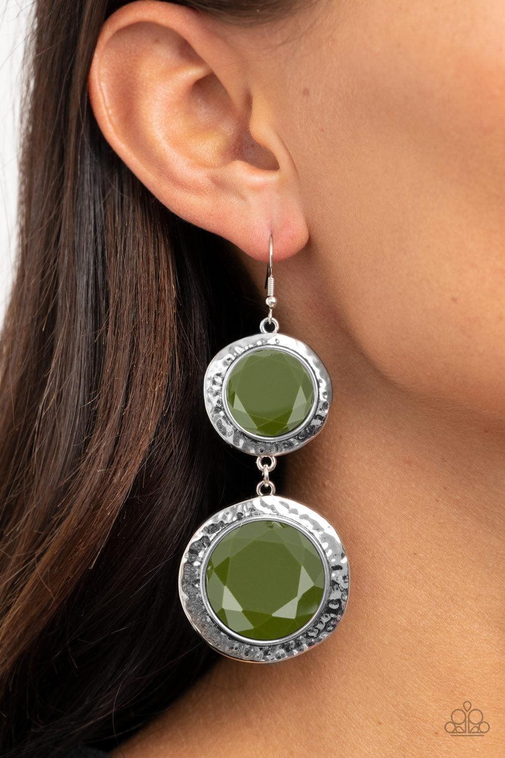 Paparazzi Accessories - Thrift Shop Stop - Green Earrings - Bling by JessieK