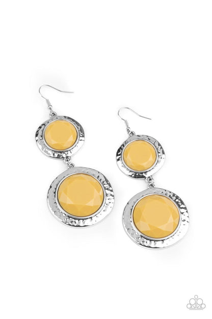 Paparazzi Accessories - Thrift Shop Stop - Yellow Earrings - Bling by JessieK