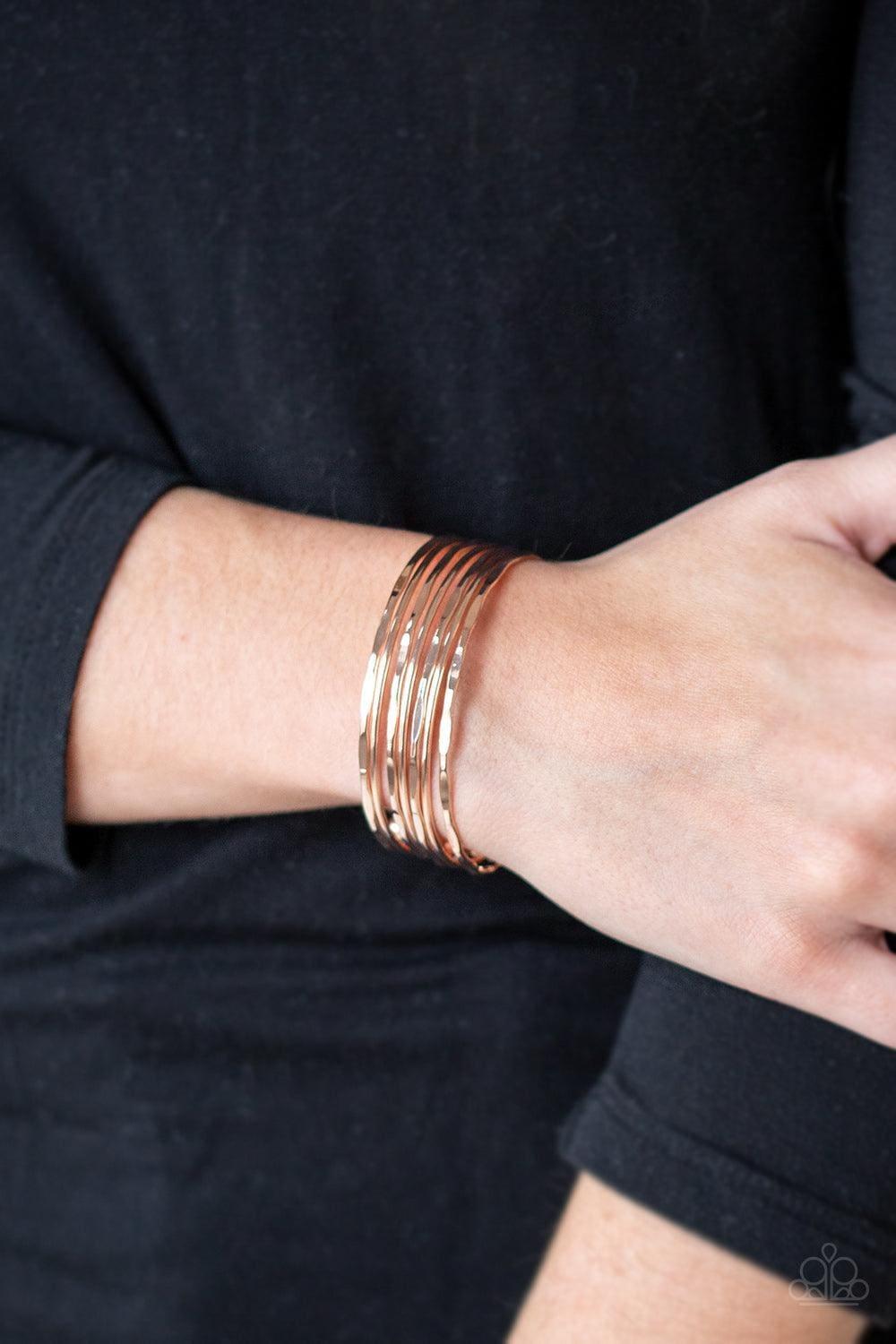 Paparazzi Accessories - Timelessly Textured - Rose Gold Bracelet - Bling by JessieK