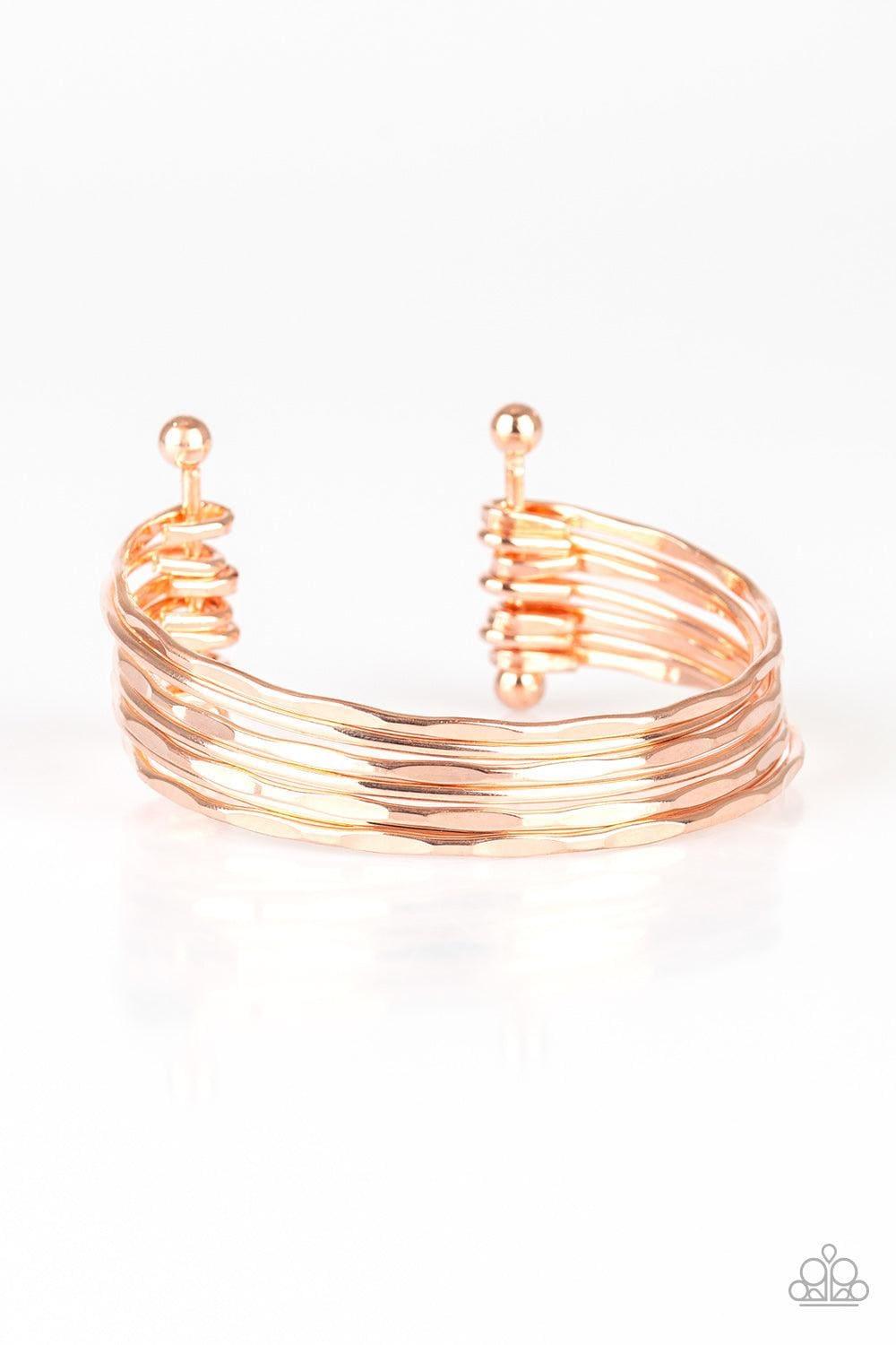 Paparazzi Accessories - Timelessly Textured - Rose Gold Bracelet - Bling by JessieK