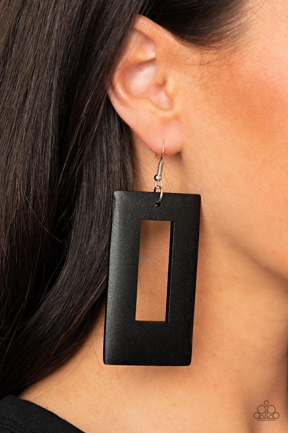 Paparazzi Accessories - Totally Framed - Black Earrings - Bling by JessieK