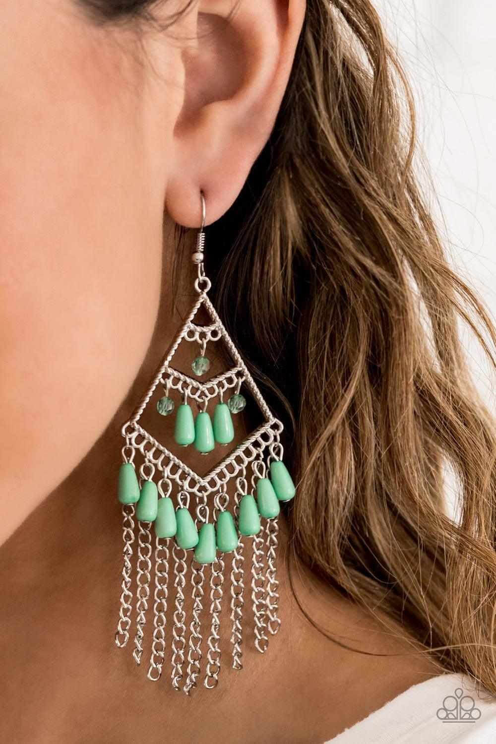 Paparazzi Accessories - Trending Transcendence - Green Earrings - Bling by JessieK