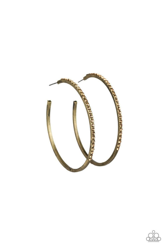 Paparazzi Accessories - Trending Twinkle - Brass Hoop Earrings - Bling by JessieK