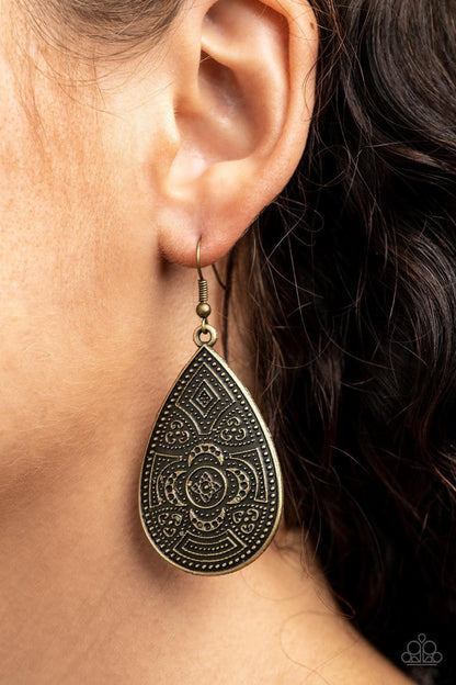 Paparazzi Accessories - Tribal Takeover - Brass Earrings - Bling by JessieK