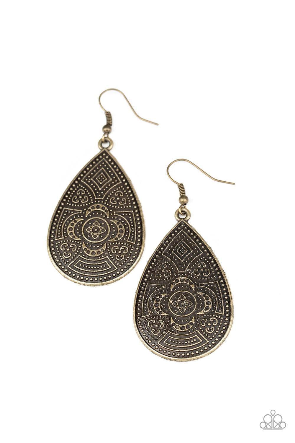 Paparazzi Accessories - Tribal Takeover - Brass Earrings - Bling by JessieK