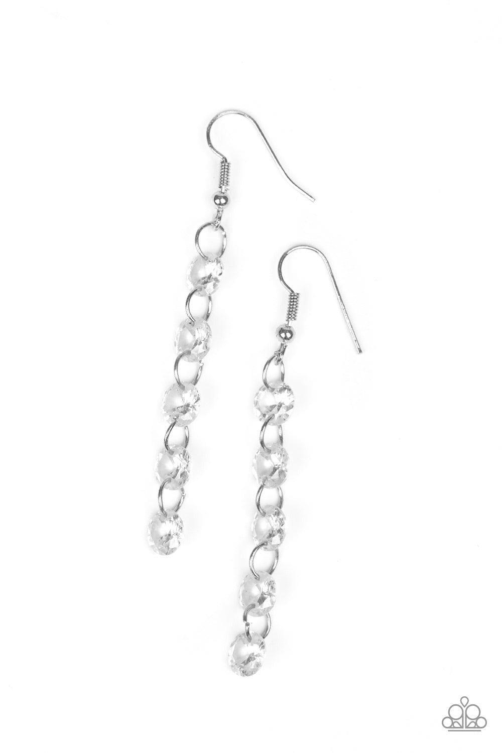 Paparazzi Accessories - Trickle-down Effect - White Earrings - Bling by JessieK